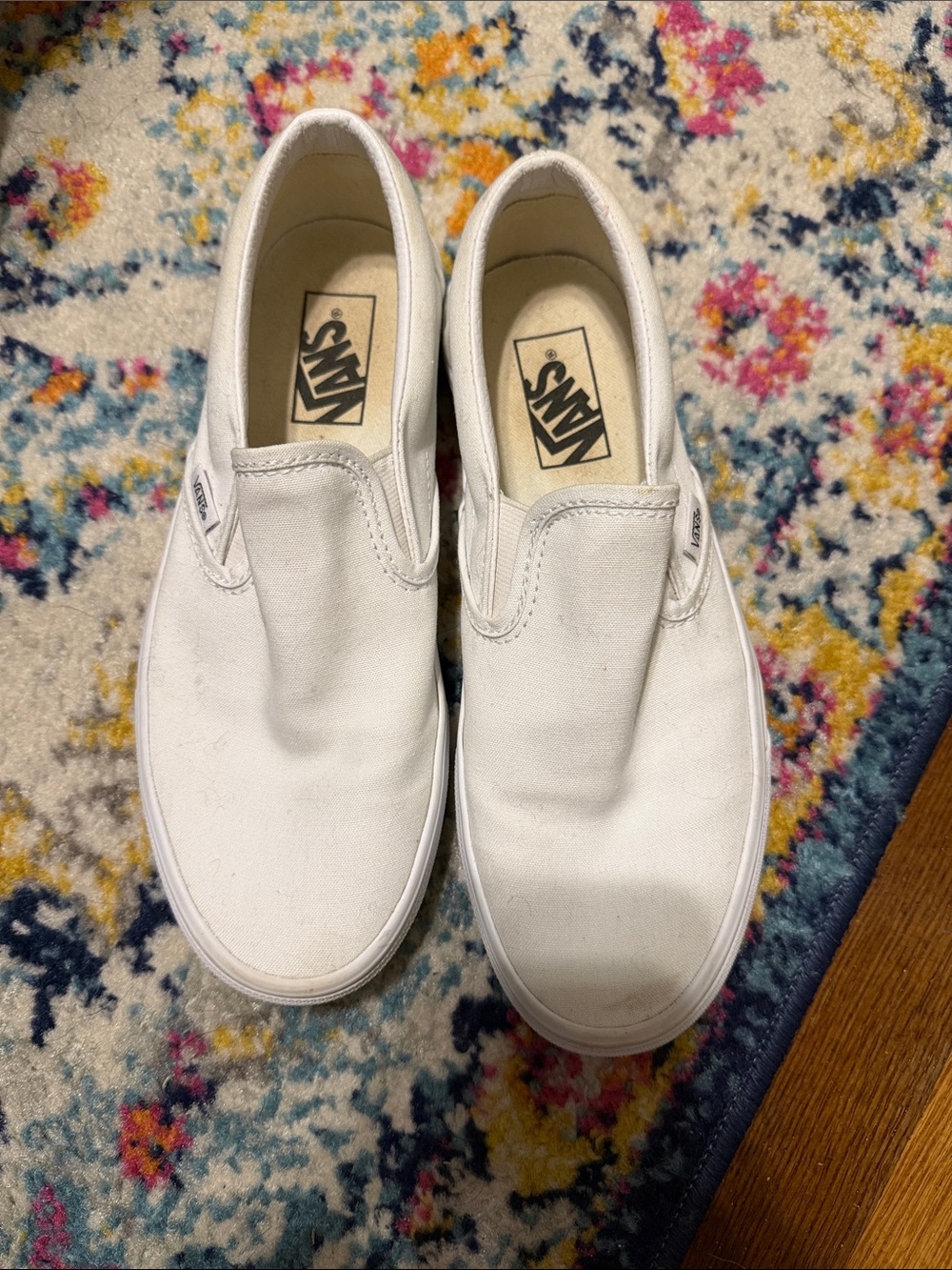 Vans White Classic Slip-On Canvas Sneakers Women's